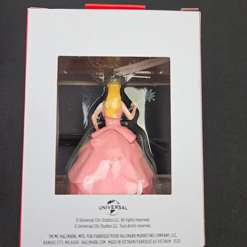 Hallmark Wicked Glinda Christmas Tree Ornament‎ Glitter Pink Gown Wand